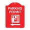 Signmission Parking Permit With Left Arrow, Red & White Aluminum Architectural Sign, 18" x 24", RW-1824-23402 A-DES-RW-1824-23402 - alternate 1